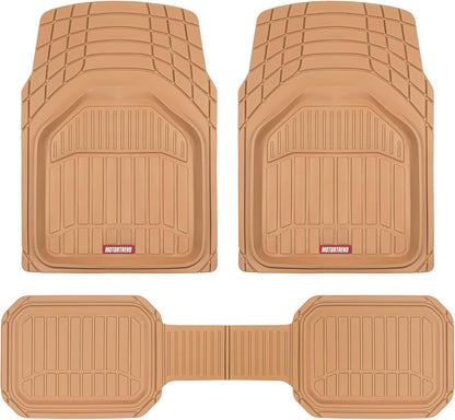 Motor Trend FlexToughXL Floor Mats for Cars Full Set, All-Weather Rubber Automotive Floor Mats, Waterproof Heavy Duty Car Mats, Flexible Floor Liners for Car Truck Van SUV, Car Floor Mats (Black)