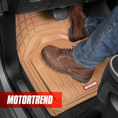 Motor Trend FlexToughXL Floor Mats for Cars Full Set, All-Weather Rubber Automotive Floor Mats, Waterproof Heavy Duty Car Mats, Flexible Floor Liners for Car Truck Van SUV, Car Floor Mats (Black)