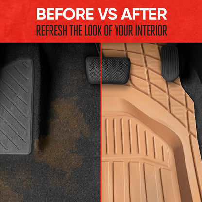 Motor Trend FlexToughXL Floor Mats for Cars Full Set, All-Weather Rubber Automotive Floor Mats, Waterproof Heavy Duty Car Mats, Flexible Floor Liners for Car Truck Van SUV, Car Floor Mats (Black)