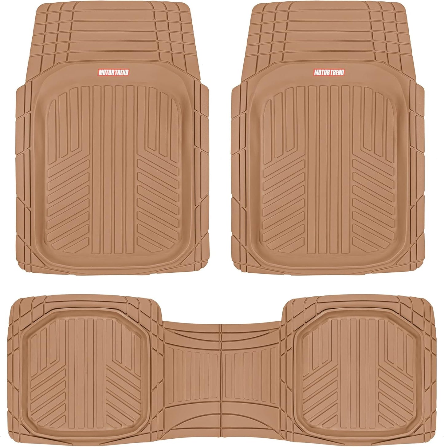 Motor Trend FlexToughXL Floor Mats for Cars Full Set, All-Weather Rubber Automotive Floor Mats, Waterproof Heavy Duty Car Mats, Flexible Floor Liners for Car Truck Van SUV, Car Floor Mats (Black)
