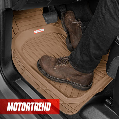 Motor Trend FlexToughXL Floor Mats for Cars Full Set, All-Weather Rubber Automotive Floor Mats, Waterproof Heavy Duty Car Mats, Flexible Floor Liners for Car Truck Van SUV, Car Floor Mats (Black)