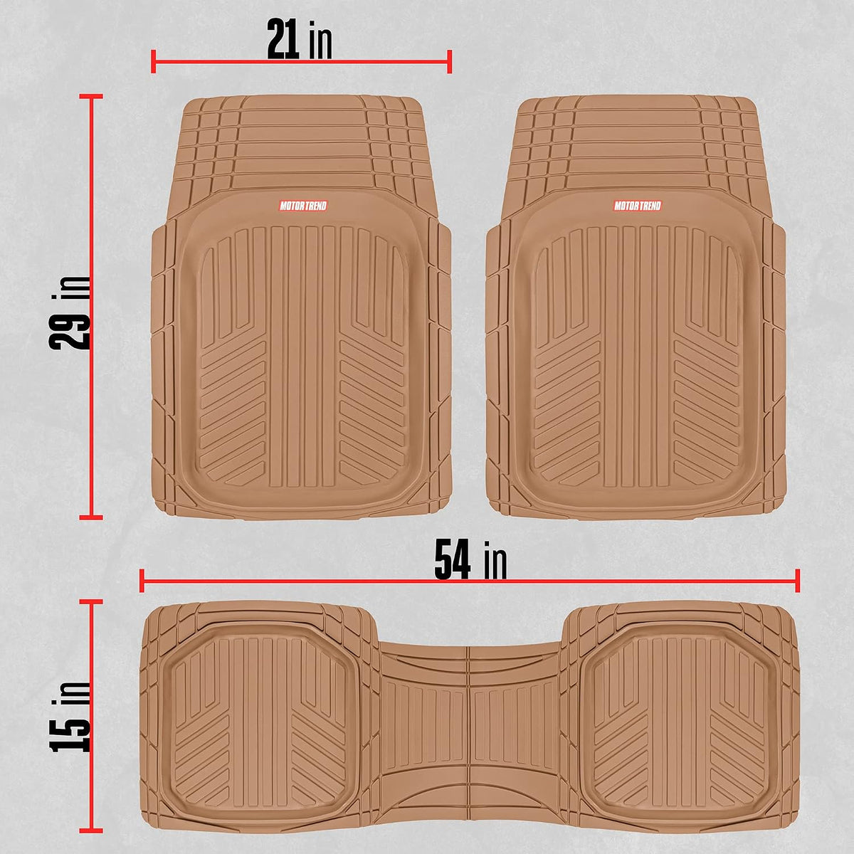 Motor Trend FlexToughXL Floor Mats for Cars Full Set, All-Weather Rubber Automotive Floor Mats, Waterproof Heavy Duty Car Mats, Flexible Floor Liners for Car Truck Van SUV, Car Floor Mats (Black)