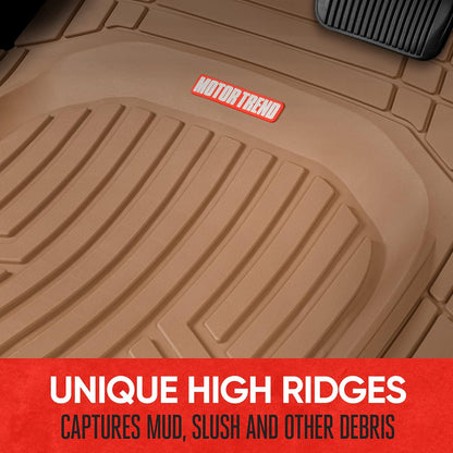 Motor Trend FlexToughXL Floor Mats for Cars Full Set, All-Weather Rubber Automotive Floor Mats, Waterproof Heavy Duty Car Mats, Flexible Floor Liners for Car Truck Van SUV, Car Floor Mats (Black)