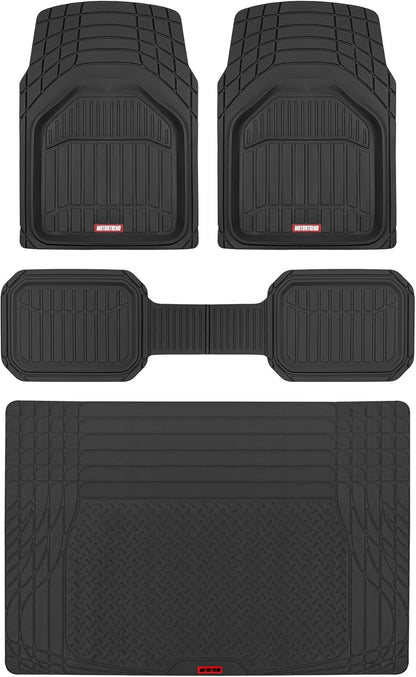 Motor Trend FlexToughXL Floor Mats for Cars Full Set, All-Weather Rubber Automotive Floor Mats, Waterproof Heavy Duty Car Mats, Flexible Floor Liners for Car Truck Van SUV, Car Floor Mats (Black)