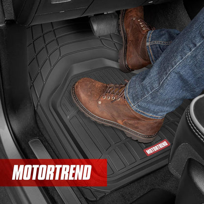 Motor Trend FlexToughXL Floor Mats for Cars Full Set, All-Weather Rubber Automotive Floor Mats, Waterproof Heavy Duty Car Mats, Flexible Floor Liners for Car Truck Van SUV, Car Floor Mats (Black)
