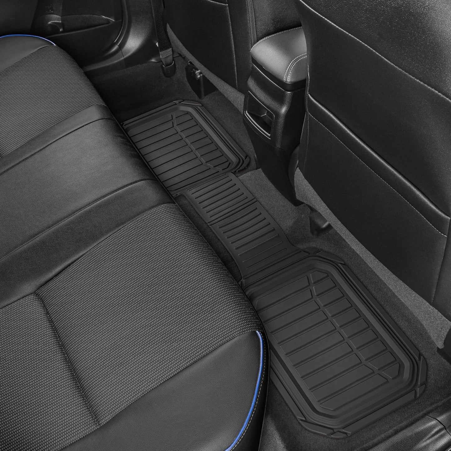 Motor Trend FlexToughXL Floor Mats for Cars Full Set, All-Weather Rubber Automotive Floor Mats, Waterproof Heavy Duty Car Mats, Flexible Floor Liners for Car Truck Van SUV, Car Floor Mats (Black)