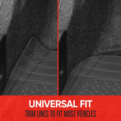 Motor Trend FlexToughXL Floor Mats for Cars Full Set, All-Weather Rubber Automotive Floor Mats, Waterproof Heavy Duty Car Mats, Flexible Floor Liners for Car Truck Van SUV, Car Floor Mats (Black)
