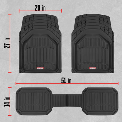 Motor Trend FlexToughXL Floor Mats for Cars Full Set, All-Weather Rubber Automotive Floor Mats, Waterproof Heavy Duty Car Mats, Flexible Floor Liners for Car Truck Van SUV, Car Floor Mats (Black)