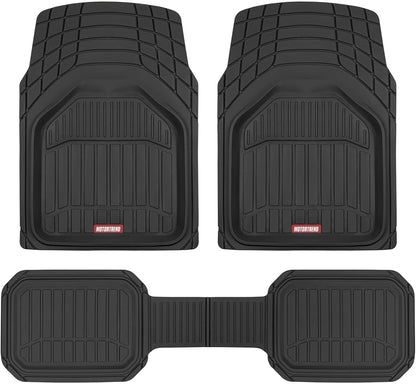 Motor Trend FlexToughXL Floor Mats for Cars Full Set, All-Weather Rubber Automotive Floor Mats, Waterproof Heavy Duty Car Mats, Flexible Floor Liners for Car Truck Van SUV, Car Floor Mats (Black)