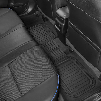 Motor Trend FlexToughXL Floor Mats for Cars Full Set, All-Weather Rubber Automotive Floor Mats, Waterproof Heavy Duty Car Mats, Flexible Floor Liners for Car Truck Van SUV, Car Floor Mats (Black)