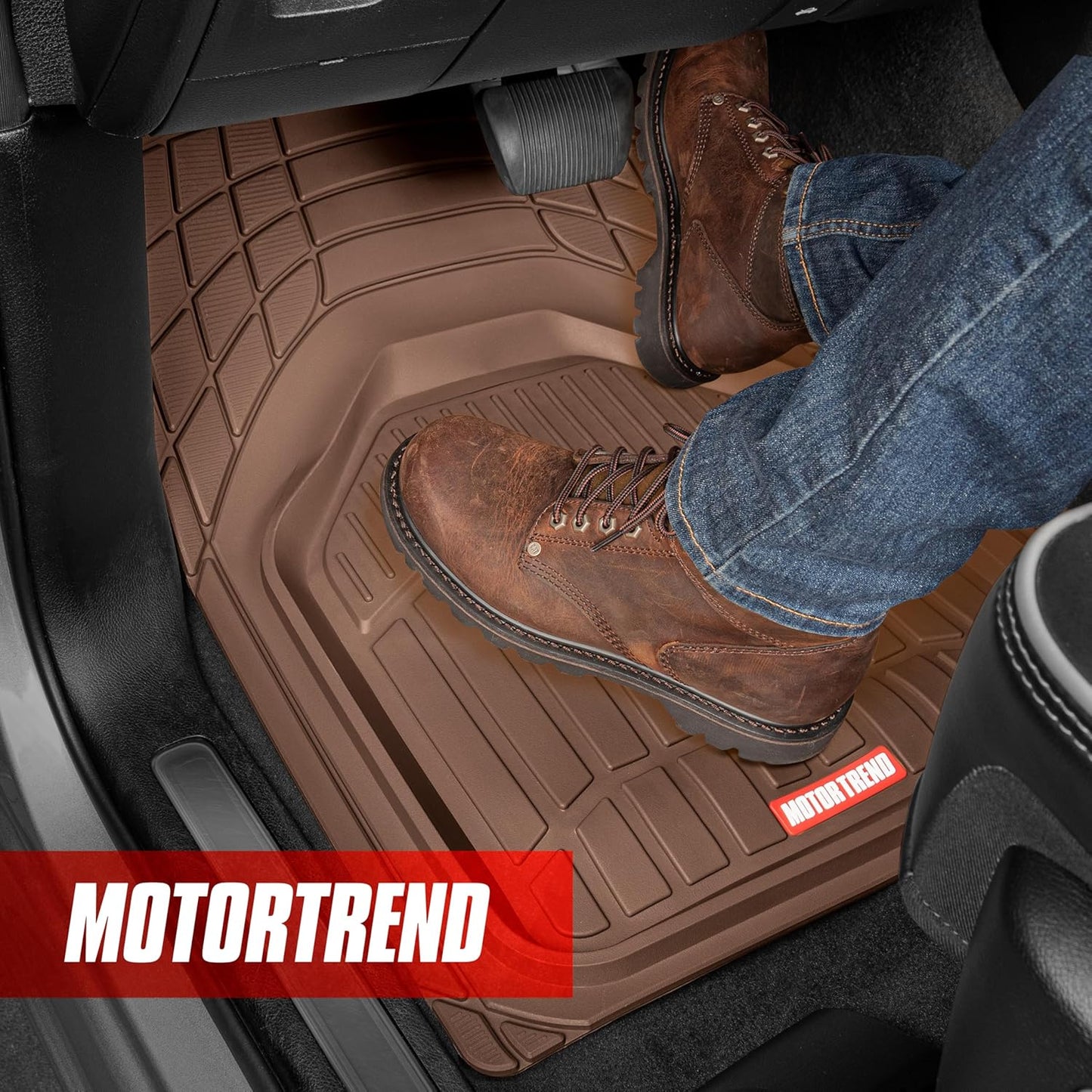 Motor Trend FlexToughXL Floor Mats for Cars Full Set, All-Weather Rubber Automotive Floor Mats, Waterproof Heavy Duty Car Mats, Flexible Floor Liners for Car Truck Van SUV, Car Floor Mats (Black)