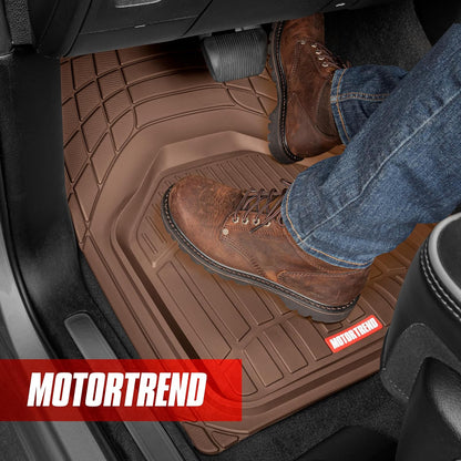 Motor Trend FlexToughXL Floor Mats for Cars Full Set, All-Weather Rubber Automotive Floor Mats, Waterproof Heavy Duty Car Mats, Flexible Floor Liners for Car Truck Van SUV, Car Floor Mats (Black)