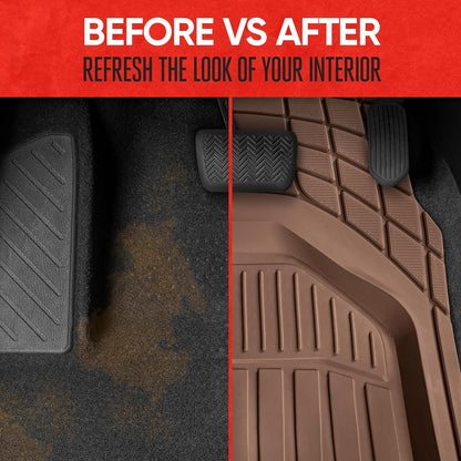 Motor Trend FlexToughXL Floor Mats for Cars Full Set, All-Weather Rubber Automotive Floor Mats, Waterproof Heavy Duty Car Mats, Flexible Floor Liners for Car Truck Van SUV, Car Floor Mats (Black)