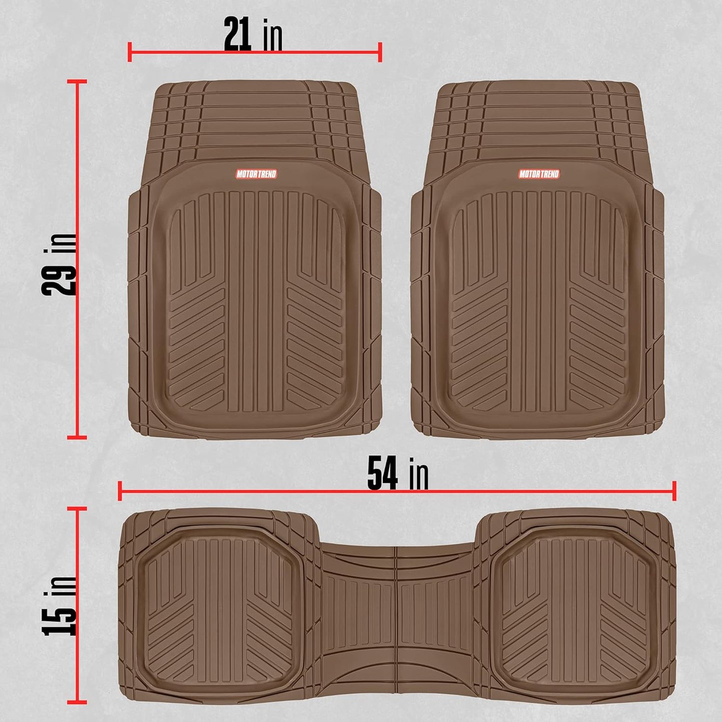 Motor Trend FlexToughXL Floor Mats for Cars Full Set, All-Weather Rubber Automotive Floor Mats, Waterproof Heavy Duty Car Mats, Flexible Floor Liners for Car Truck Van SUV, Car Floor Mats (Black)