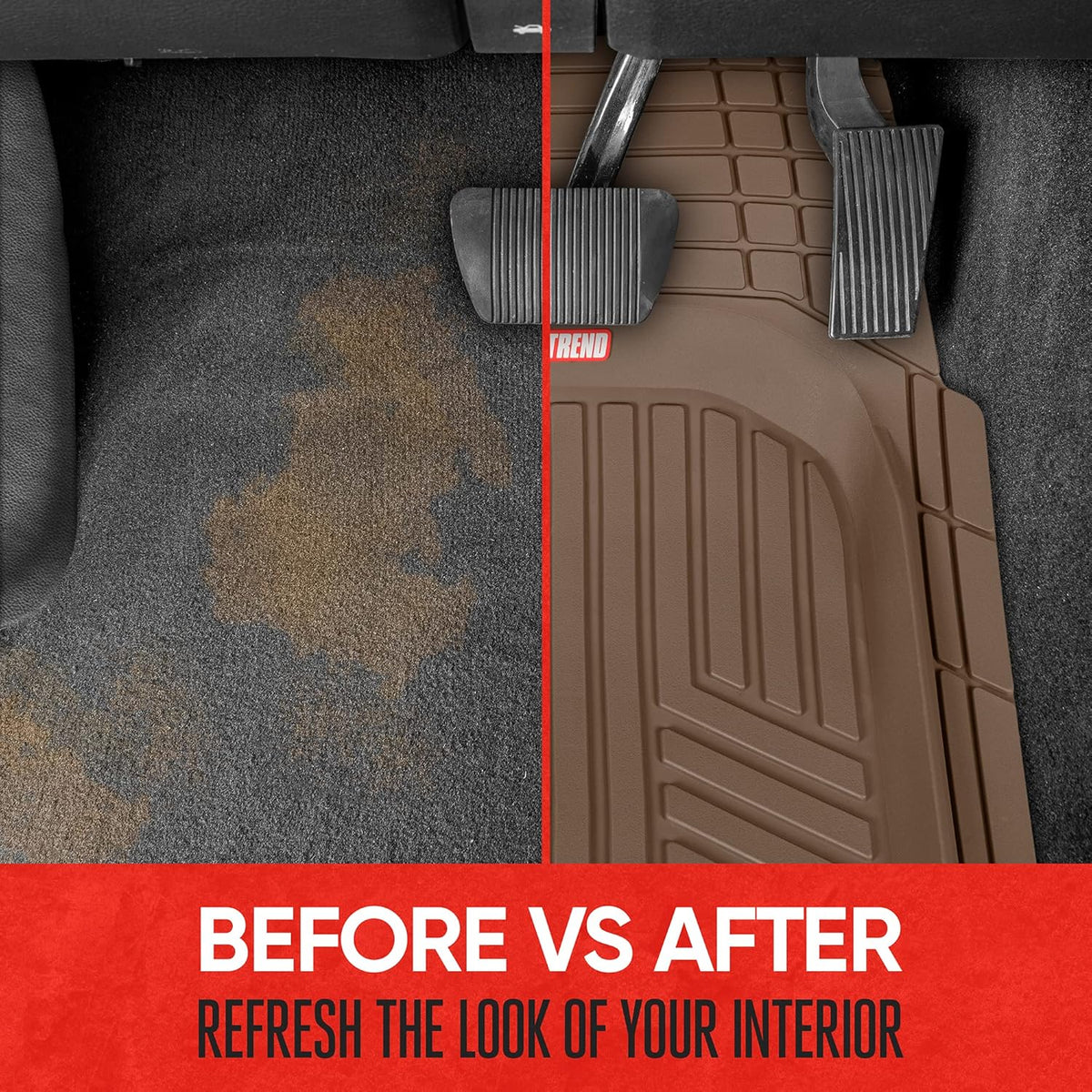 Motor Trend FlexToughXL Floor Mats for Cars Full Set, All-Weather Rubber Automotive Floor Mats, Waterproof Heavy Duty Car Mats, Flexible Floor Liners for Car Truck Van SUV, Car Floor Mats (Black)