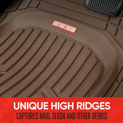 Motor Trend FlexToughXL Floor Mats for Cars Full Set, All-Weather Rubber Automotive Floor Mats, Waterproof Heavy Duty Car Mats, Flexible Floor Liners for Car Truck Van SUV, Car Floor Mats (Black)