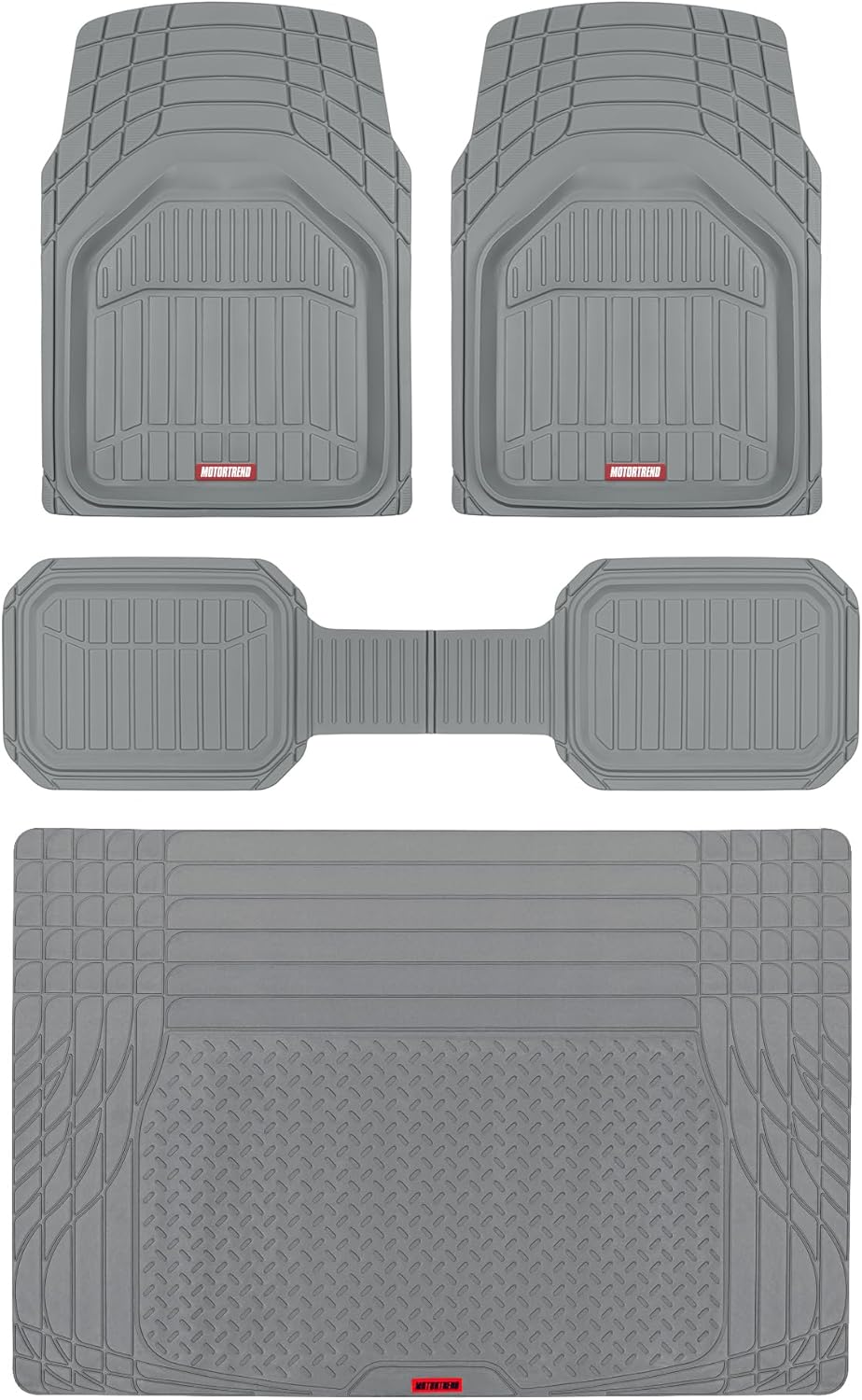 Motor Trend FlexToughXL Floor Mats for Cars Full Set, All-Weather Rubber Automotive Floor Mats, Waterproof Heavy Duty Car Mats, Flexible Floor Liners for Car Truck Van SUV, Car Floor Mats (Black)