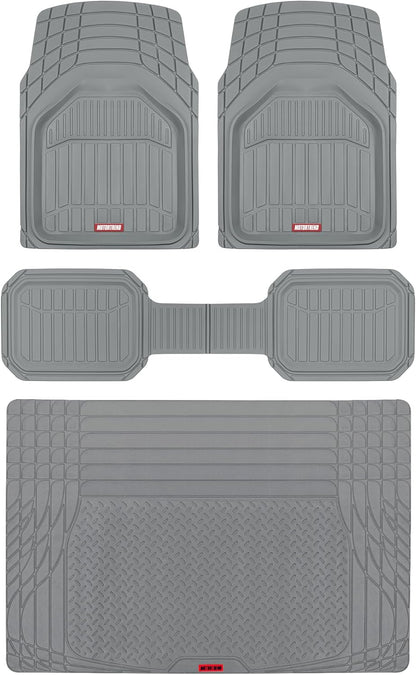 Motor Trend FlexToughXL Floor Mats for Cars Full Set, All-Weather Rubber Automotive Floor Mats, Waterproof Heavy Duty Car Mats, Flexible Floor Liners for Car Truck Van SUV, Car Floor Mats (Black)