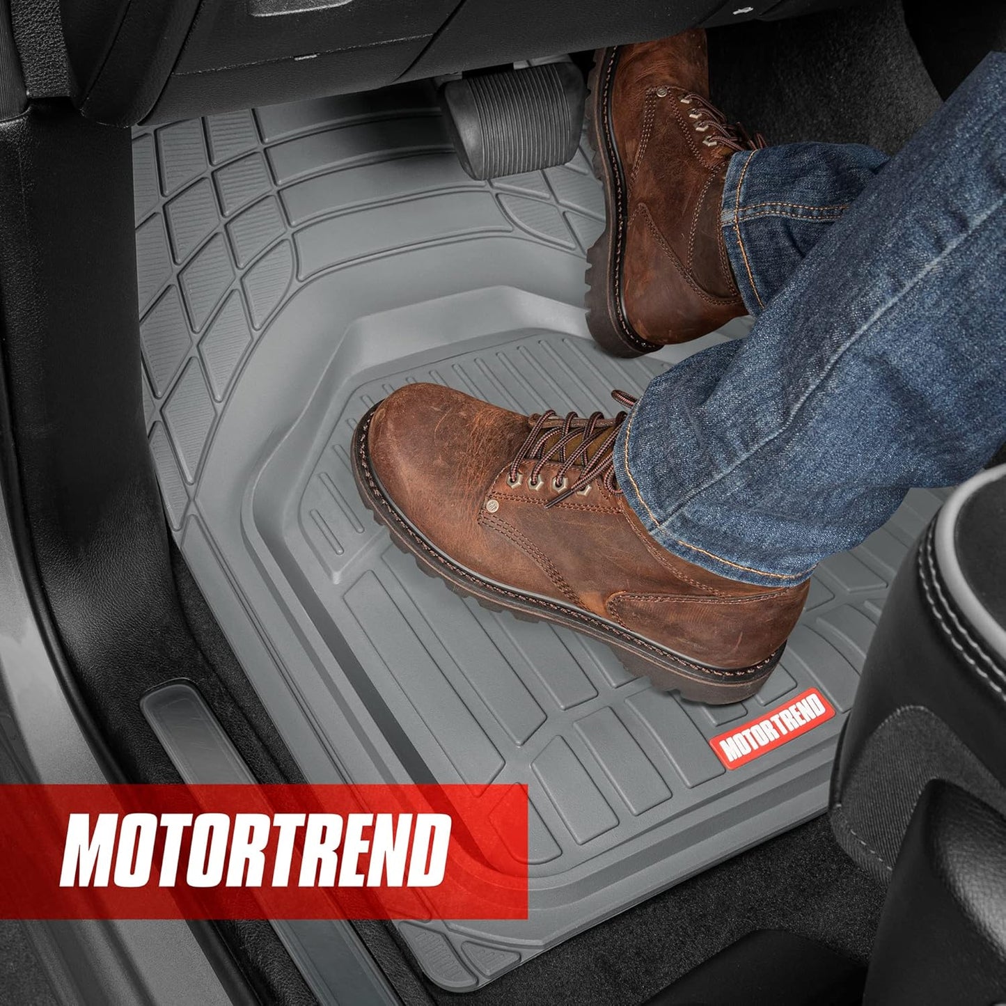 Motor Trend FlexToughXL Floor Mats for Cars Full Set, All-Weather Rubber Automotive Floor Mats, Waterproof Heavy Duty Car Mats, Flexible Floor Liners for Car Truck Van SUV, Car Floor Mats (Black)
