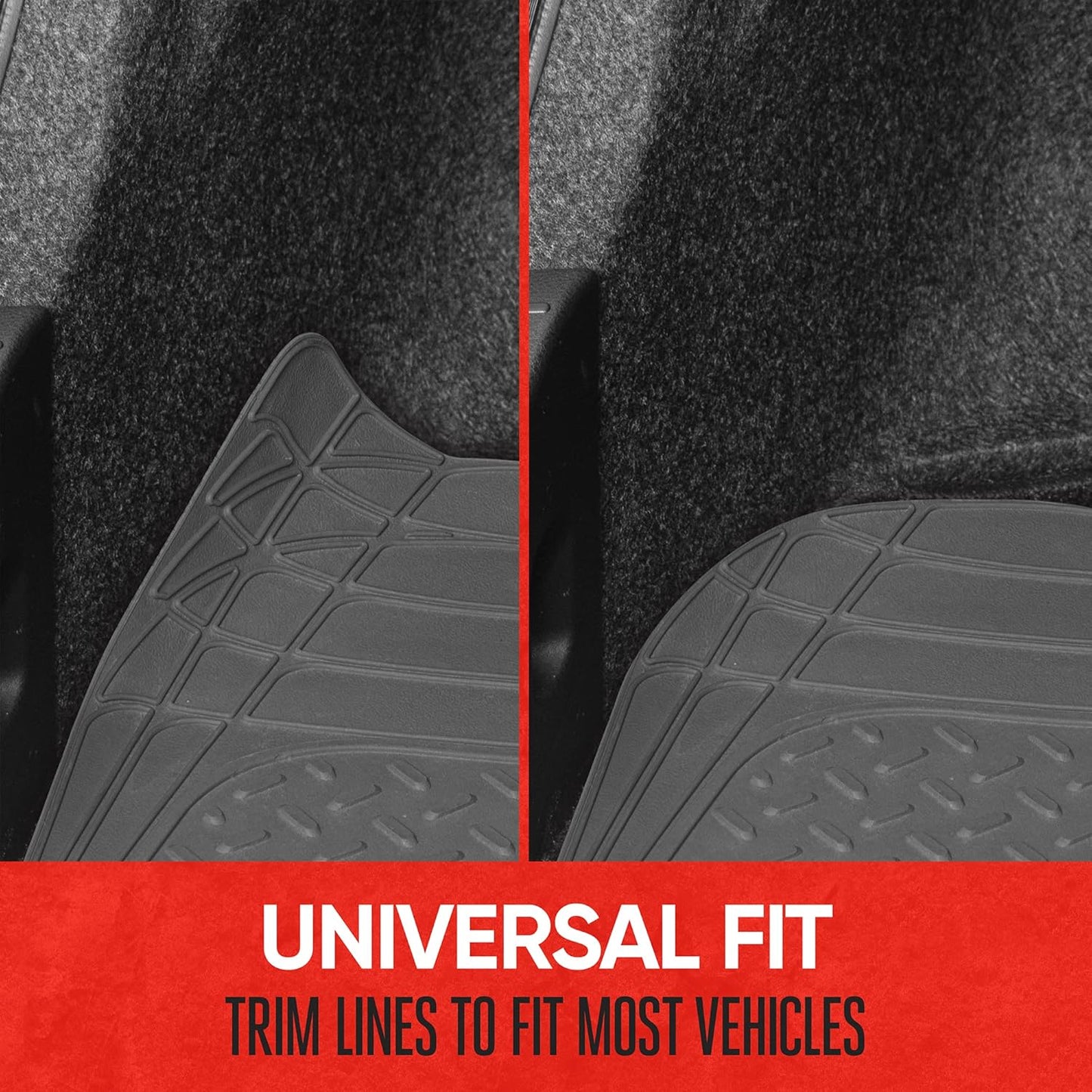 Motor Trend FlexToughXL Floor Mats for Cars Full Set, All-Weather Rubber Automotive Floor Mats, Waterproof Heavy Duty Car Mats, Flexible Floor Liners for Car Truck Van SUV, Car Floor Mats (Black)