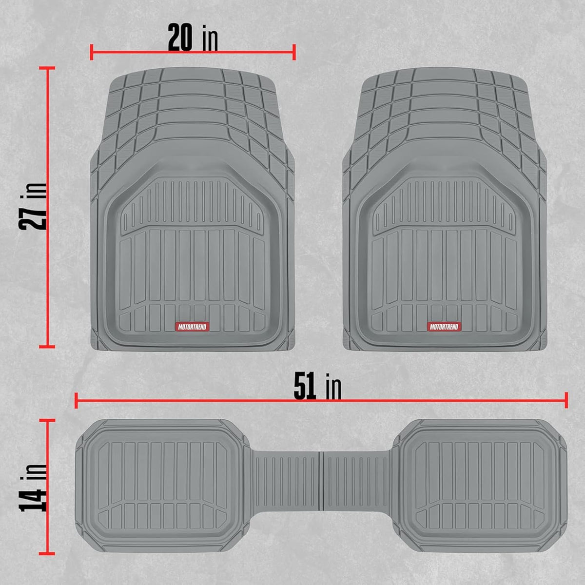 Motor Trend FlexToughXL Floor Mats for Cars Full Set, All-Weather Rubber Automotive Floor Mats, Waterproof Heavy Duty Car Mats, Flexible Floor Liners for Car Truck Van SUV, Car Floor Mats (Black)