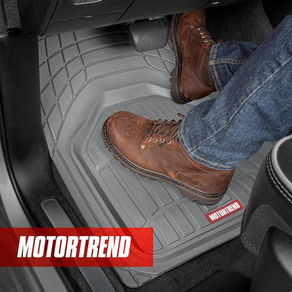 Motor Trend FlexToughXL Floor Mats for Cars Full Set, All-Weather Rubber Automotive Floor Mats, Waterproof Heavy Duty Car Mats, Flexible Floor Liners for Car Truck Van SUV, Car Floor Mats (Black)