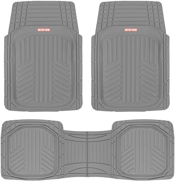 Motor Trend FlexToughXL Floor Mats for Cars Full Set, All-Weather Rubber Automotive Floor Mats, Waterproof Heavy Duty Car Mats, Flexible Floor Liners for Car Truck Van SUV, Car Floor Mats (Black)