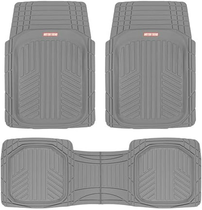 Motor Trend FlexToughXL Floor Mats for Cars Full Set, All-Weather Rubber Automotive Floor Mats, Waterproof Heavy Duty Car Mats, Flexible Floor Liners for Car Truck Van SUV, Car Floor Mats (Black)