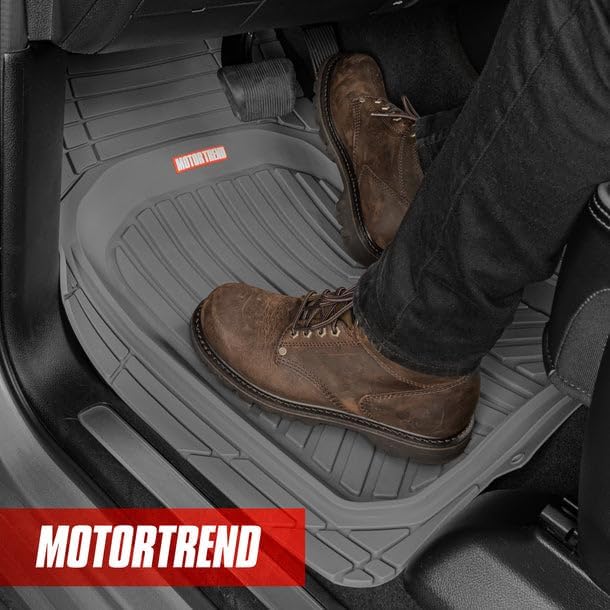 Motor Trend FlexToughXL Floor Mats for Cars Full Set, All-Weather Rubber Automotive Floor Mats, Waterproof Heavy Duty Car Mats, Flexible Floor Liners for Car Truck Van SUV, Car Floor Mats (Black)