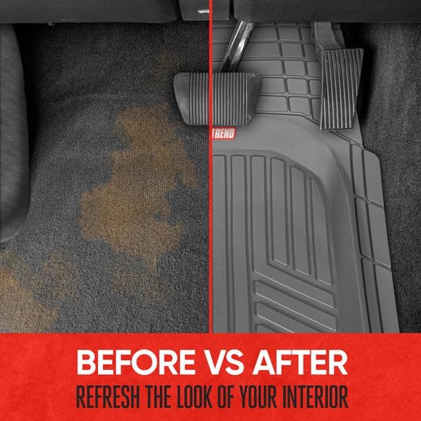 Motor Trend FlexToughXL Floor Mats for Cars Full Set, All-Weather Rubber Automotive Floor Mats, Waterproof Heavy Duty Car Mats, Flexible Floor Liners for Car Truck Van SUV, Car Floor Mats (Black)