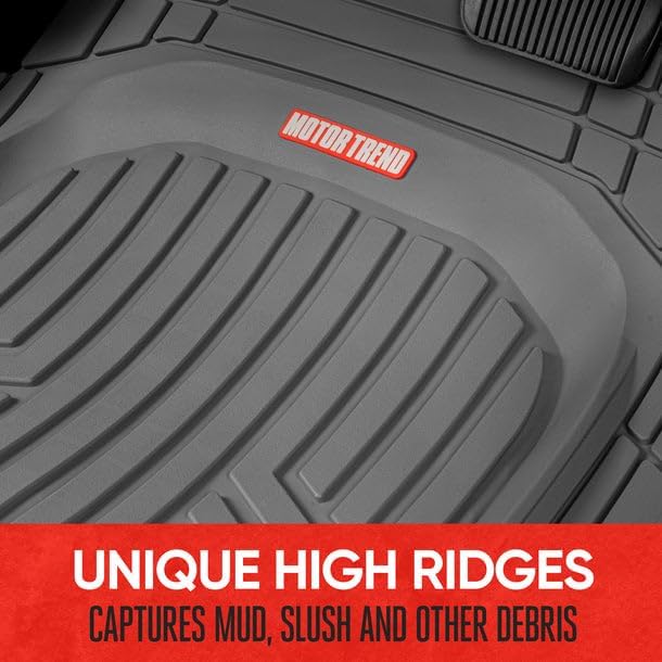 Motor Trend FlexToughXL Floor Mats for Cars Full Set, All-Weather Rubber Automotive Floor Mats, Waterproof Heavy Duty Car Mats, Flexible Floor Liners for Car Truck Van SUV, Car Floor Mats (Black)