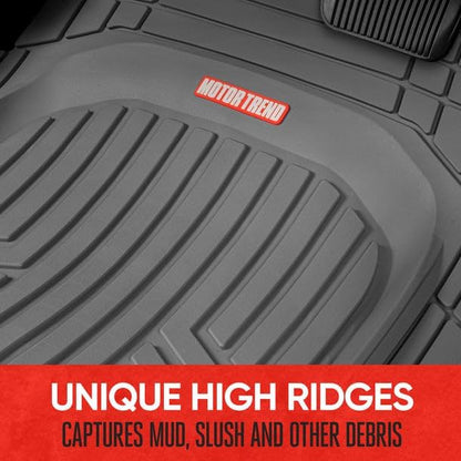Motor Trend FlexToughXL Floor Mats for Cars Full Set, All-Weather Rubber Automotive Floor Mats, Waterproof Heavy Duty Car Mats, Flexible Floor Liners for Car Truck Van SUV, Car Floor Mats (Black)