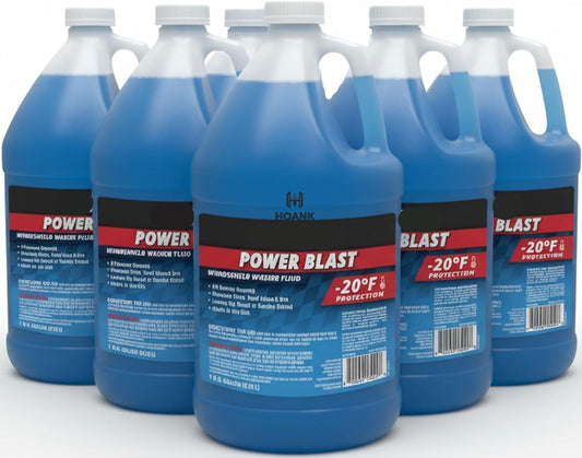 (6 Gallons) - Power Blast Windshield Washer Fluid, -20°F Protection, Blue, 1 Gallon Jug, Ready to Use (6 GALLONS, Blue Power Blast -20°F)