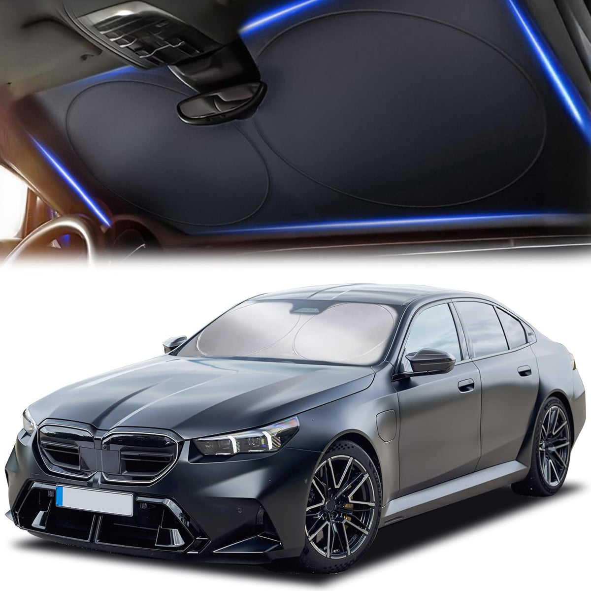 Windshield Sun Shade, Foldable Car Window Shades, 280T Visor Shade - Colors D