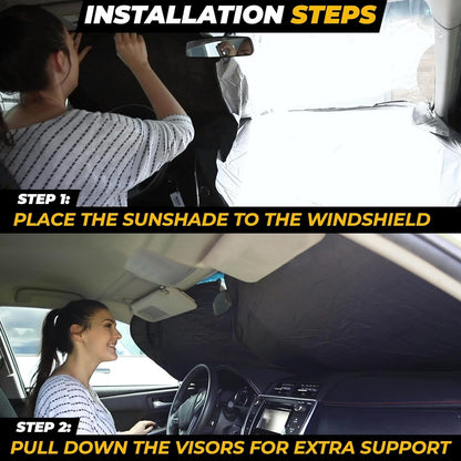 Windshield Sun Shade, Foldable Car Window Shades, 280T Visor Shade - Colors D