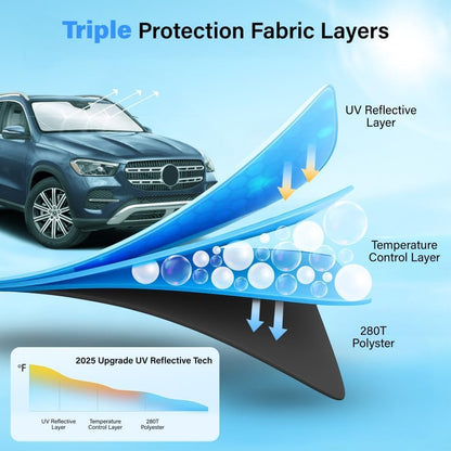 Windshield Sun Shade, Foldable Car Window Shades, 280T Visor Shade - Colors D