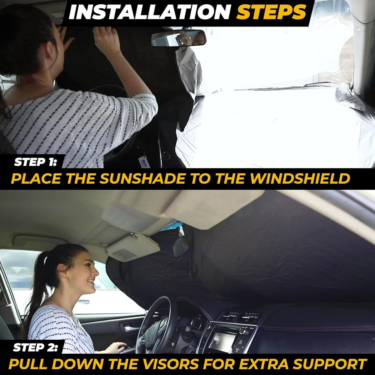Windshield Sun Shade, Foldable Car Window Shades, 280T Visor Shade - Colors F