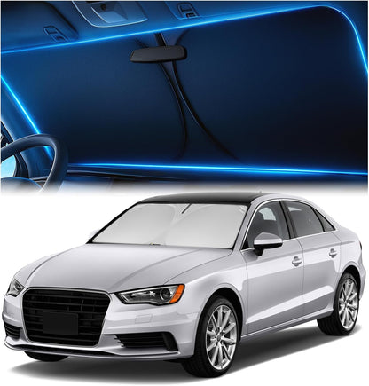 Windshield Sun Shade for Dodge RAM 1500 2019-2023 2024 2025 2026, Foldable Car Window Sunshade, Heat & UV Visor Cover, Reflective Front Shades Accessories - Colors D