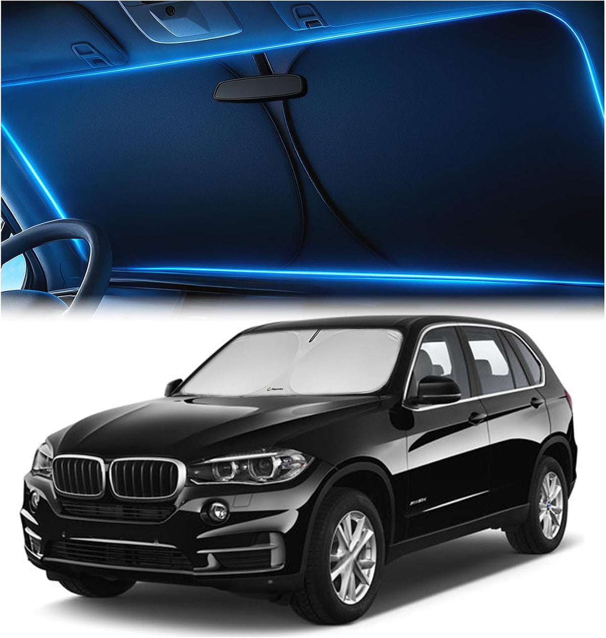 Windshield Sun Shade for Dodge RAM 1500 2019-2023 2024 2025 2026, Foldable Car Window Sunshade, Heat & UV Visor Cover, Reflective Front Shades Accessories - Colors D