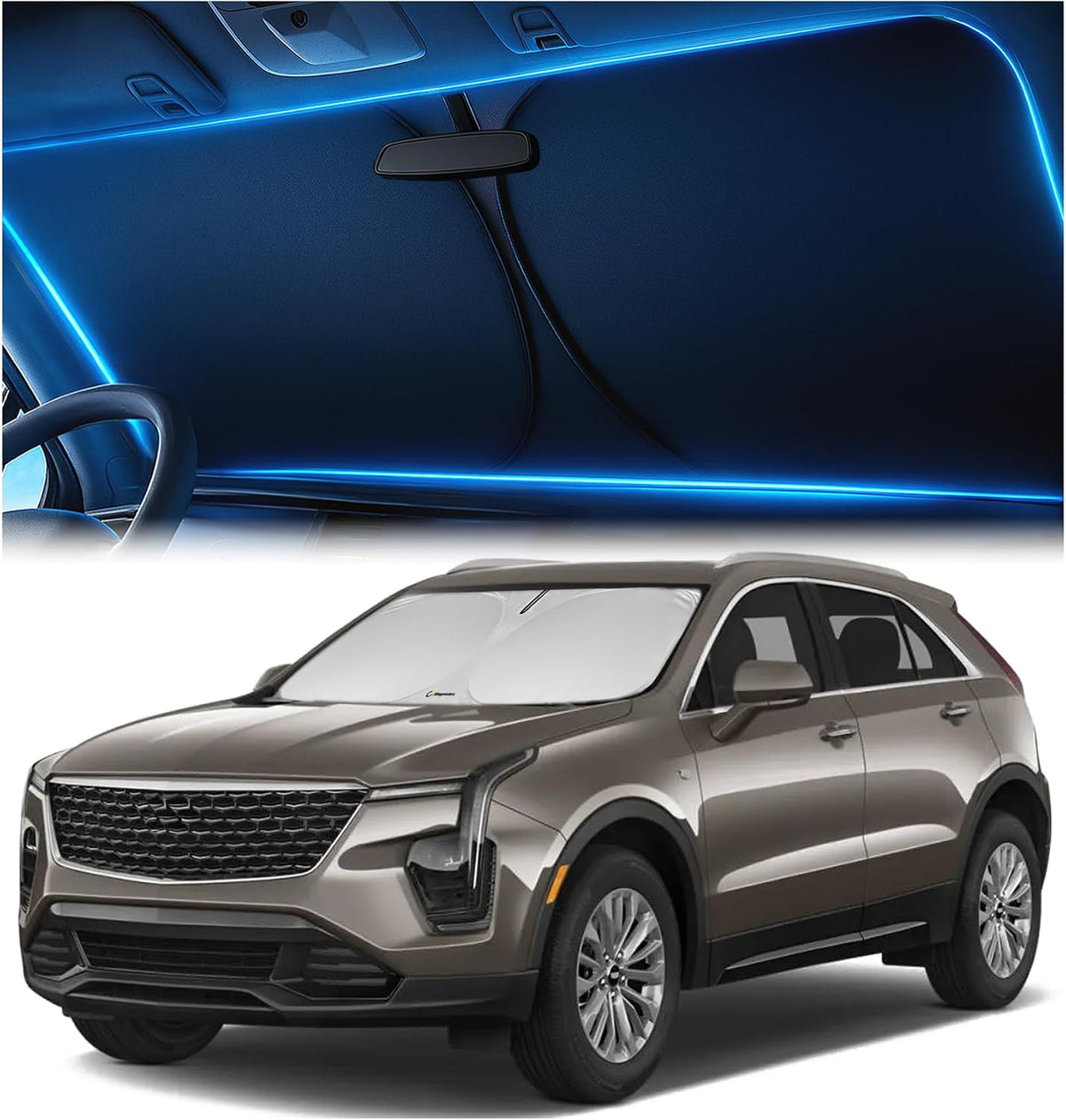 Windshield Sun Shade for Dodge RAM 1500 2019-2023 2024 2025 2026, Foldable Car Window Sunshade, Heat & UV Visor Cover, Reflective Front Shades Accessories - Colors D