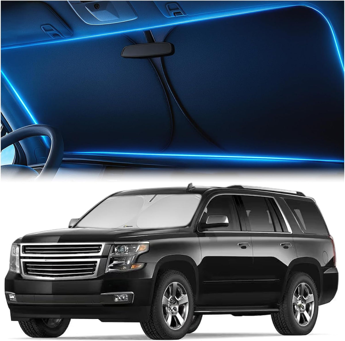 Windshield Sun Shade for Dodge RAM 1500 2019-2023 2024 2025 2026, Foldable Car Window Sunshade, Heat & UV Visor Cover, Reflective Front Shades Accessories - Colors D