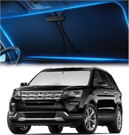 Windshield Sun Shade for Dodge RAM 1500 2019-2023 2024 2025 2026, Foldable Car Window Sunshade, Heat & UV Visor Cover, Reflective Front Shades Accessories - Colors D