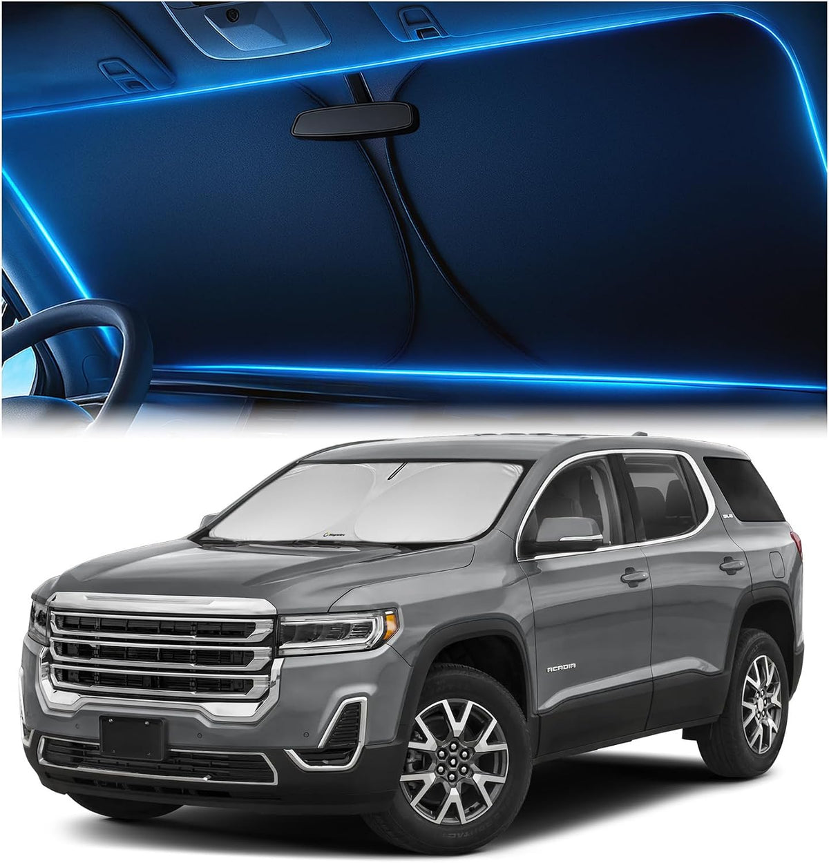 Windshield Sun Shade for Dodge RAM 1500 2019-2023 2024 2025 2026, Foldable Car Window Sunshade, Heat & UV Visor Cover, Reflective Front Shades Accessories - Colors D