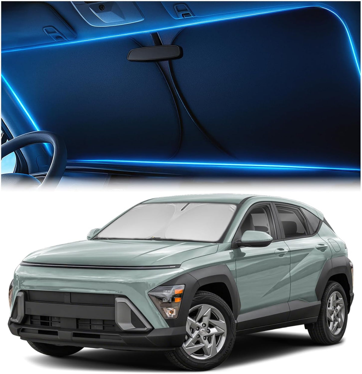 Windshield Sun Shade for Dodge RAM 1500 2019-2023 2024 2025 2026, Foldable Car Window Sunshade, Heat & UV Visor Cover, Reflective Front Shades Accessories - Colors D