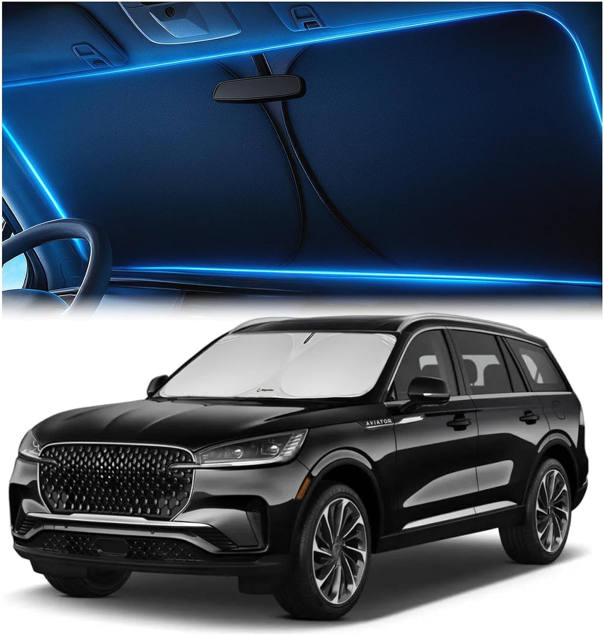 Windshield Sun Shade for Dodge RAM 1500 2019-2023 2024 2025 2026, Foldable Car Window Sunshade, Heat & UV Visor Cover, Reflective Front Shades Accessories - Colors D