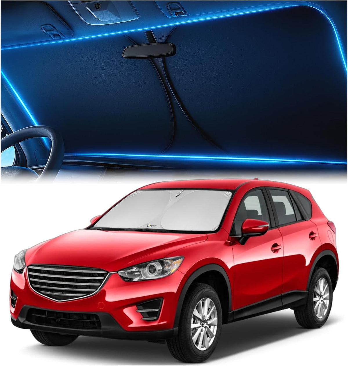 Windshield Sun Shade for Dodge RAM 1500 2019-2023 2024 2025 2026, Foldable Car Window Sunshade, Heat & UV Visor Cover, Reflective Front Shades Accessories - Colors D