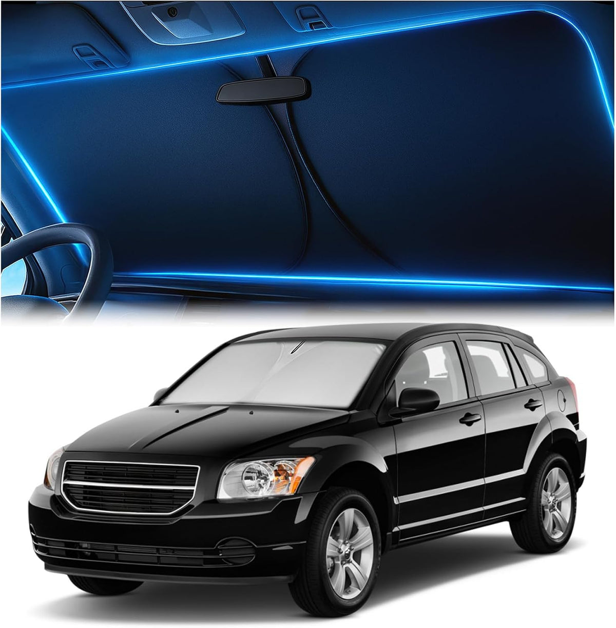 Windshield Sun Shade for Dodge RAM 1500 2019-2023 2024 2025 2026, Foldable Car Window Sunshade, Heat & UV Visor Cover, Reflective Front Shades Accessories - Colors C