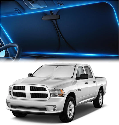 Windshield Sun Shade for Dodge RAM 1500 2019-2023 2024 2025 2026, Foldable Car Window Sunshade, Heat & UV Visor Cover, Reflective Front Shades Accessories - Colors C