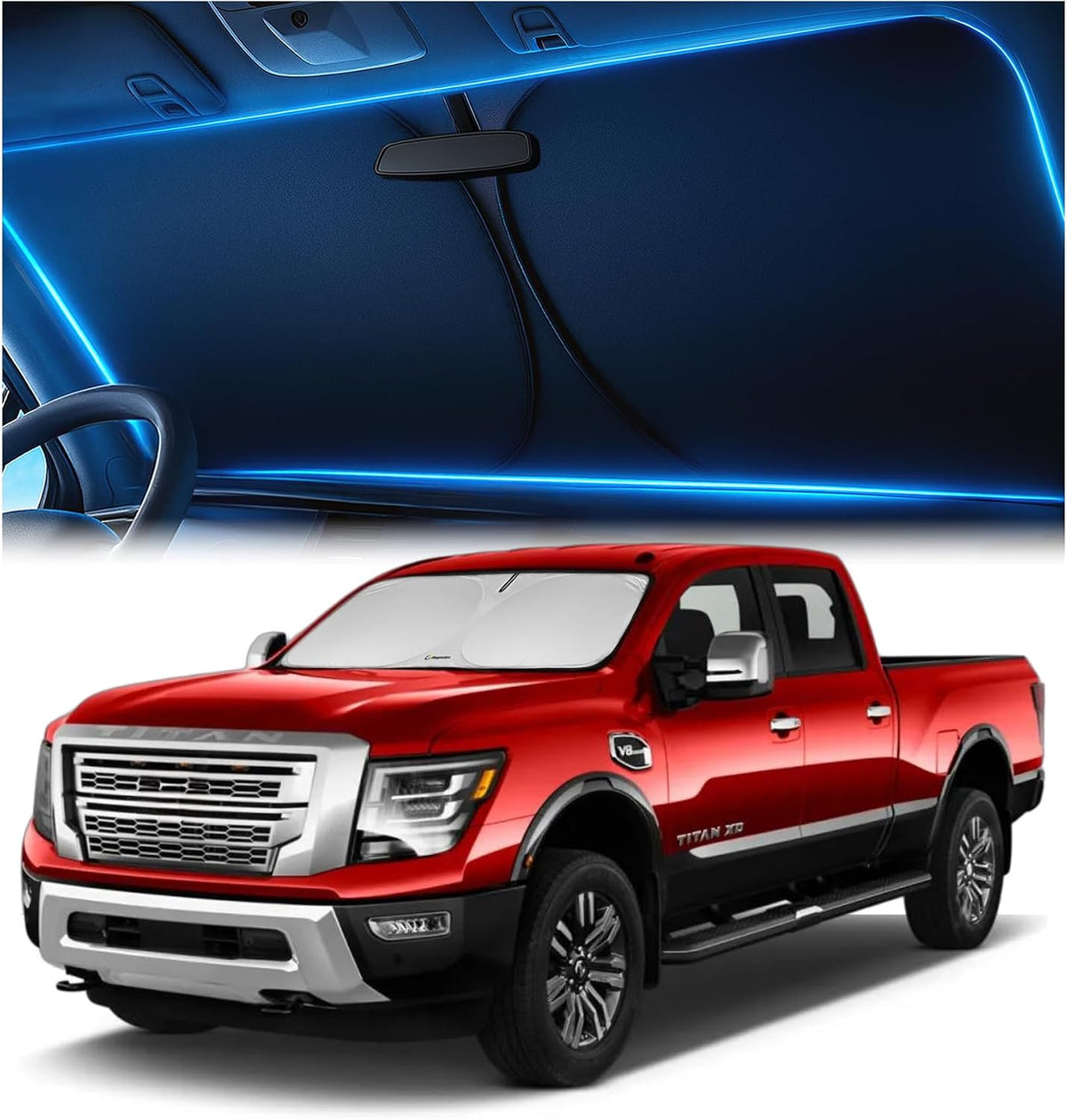 Windshield Sun Shade for Dodge RAM 1500 2019-2023 2024 2025 2026, Foldable Car Window Sunshade, Heat & UV Visor Cover, Reflective Front Shades Accessories - Colors C