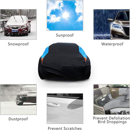 Waterproof Car Cover All Weather Snowproof UV Protection Windproof Outdoor Full car Cover, Universal Fit for Sedan (Fit Sedan Length 194-206 inch, Blue) - Colors B